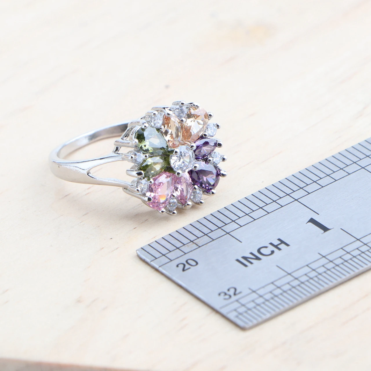 Bridal Jewelry Sets Silver 925 Flower Colorful Zircon Bracelets Earrings Rings Pendant Wedding Necklace Set Jewelry For Women