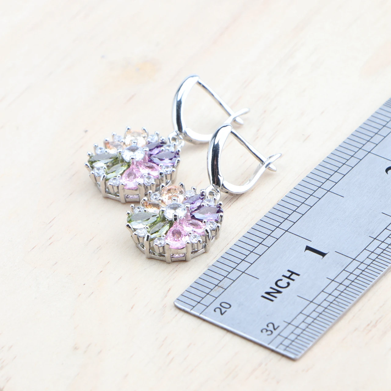 Bridal Jewelry Sets Silver 925 Flower Colorful Zircon Bracelets Earrings Rings Pendant Wedding Necklace Set Jewelry For Women
