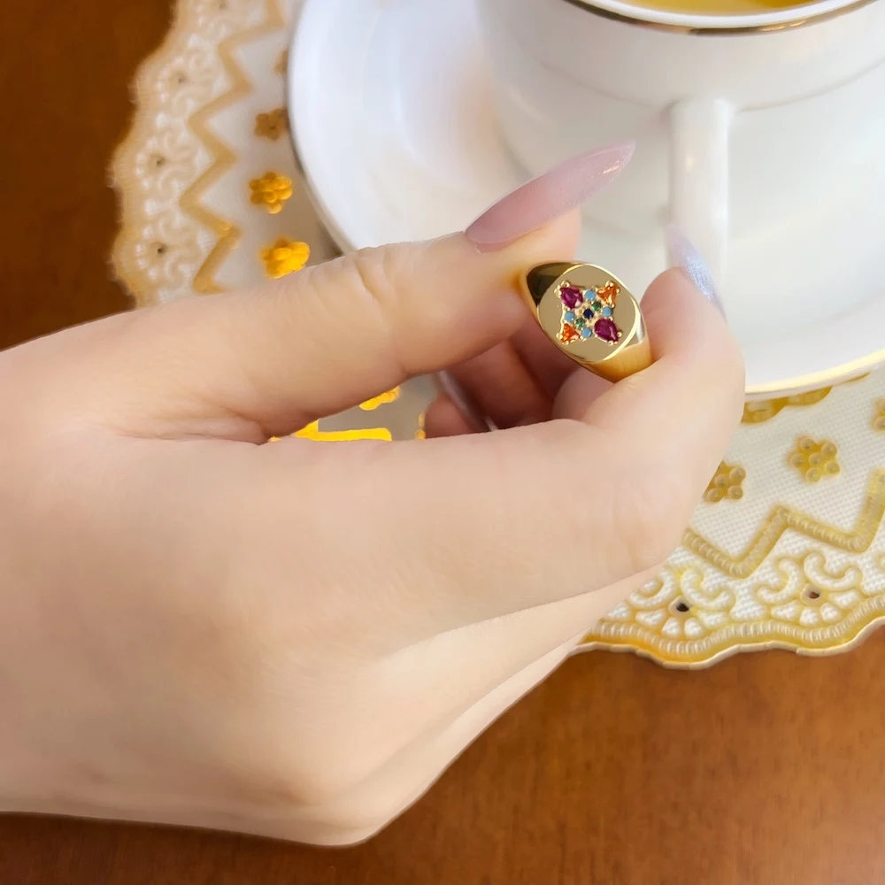 Ring Colourful Stones,Europe Nature Fine Jewerly For Elegance Women,2022 Spring Bohemia Gift In 925 Sterling Silver