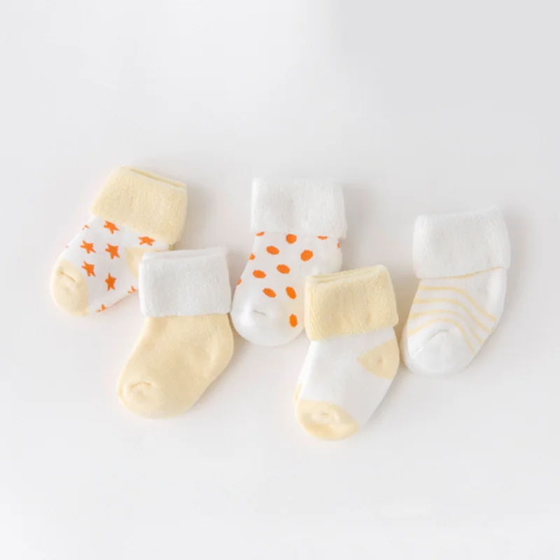 5Pair/lot New boy and girl baby socks thick newborn autumn and winter warm foot sock