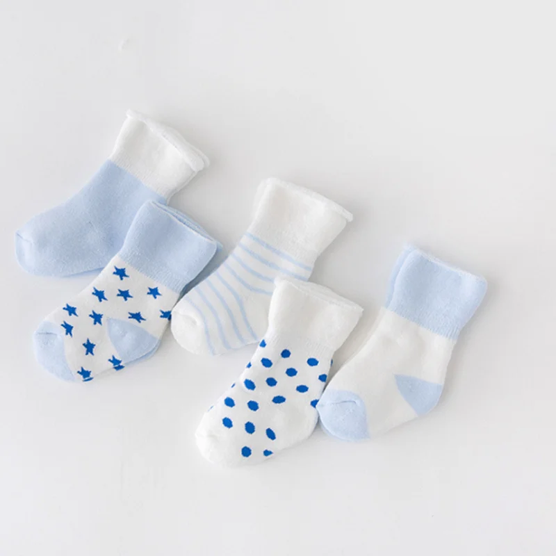 5Pair/lot New boy and girl baby socks thick newborn autumn and winter warm foot sock
