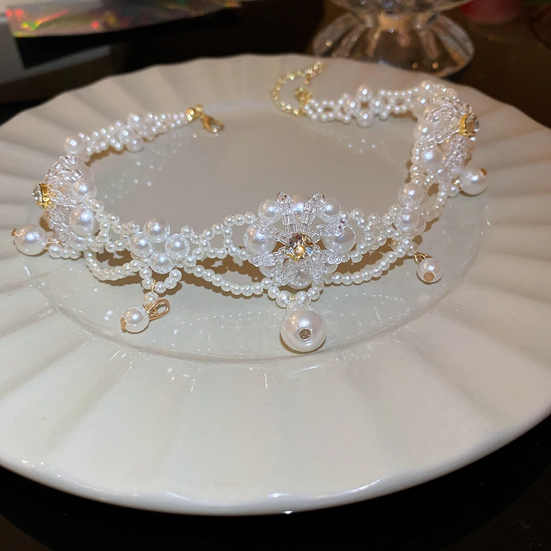 Luxury Vintage Pearl Choker Necklace For Women Princess Gorgeous Multilayers French Romantic Style Clavicle Chain Party Gift