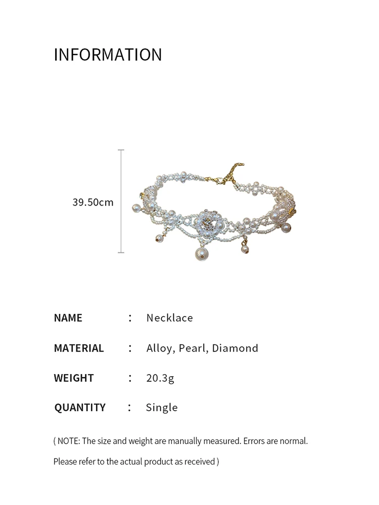 Luxury Vintage Pearl Choker Necklace For Women Princess Gorgeous Multilayers French Romantic Style Clavicle Chain Party Gift
