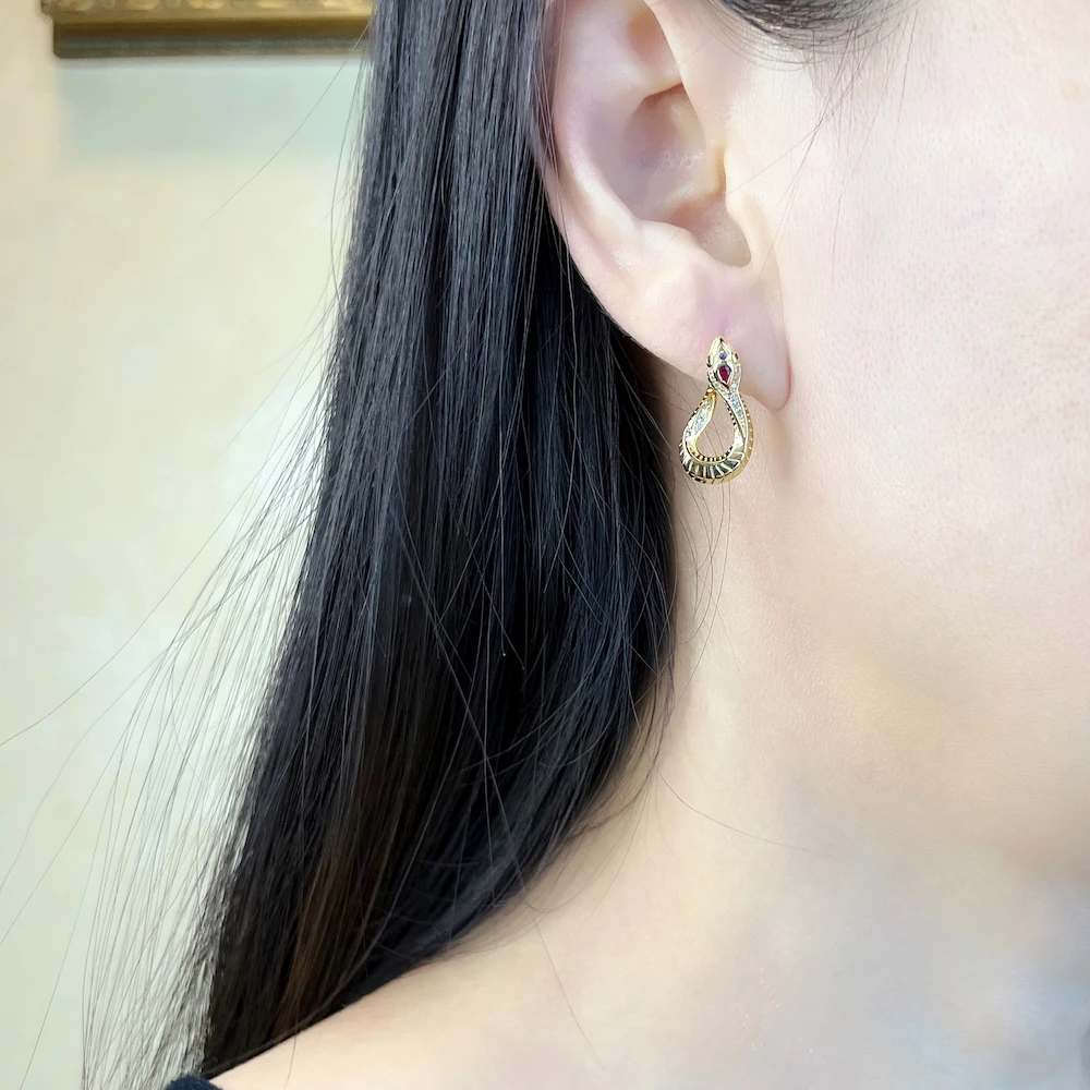 Hinged Hoop Earrings Snake Gold Europe Style Bohemia Good Fine Jewerly For Women New Seduction Gift In 925 Sterling Silver
