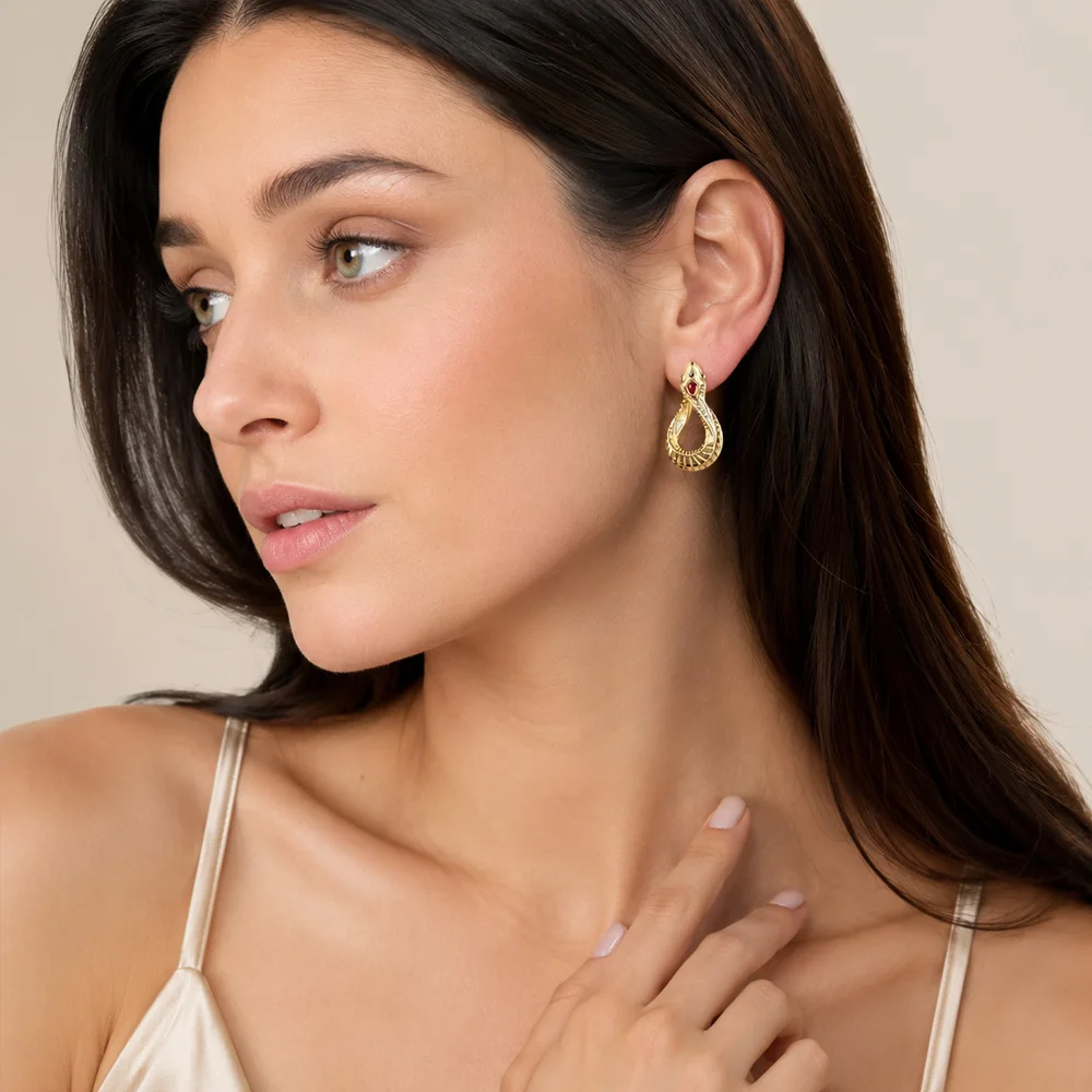 Hinged Hoop Earrings Snake Gold Europe Style Bohemia Good Fine Jewerly For Women New Seduction Gift In 925 Sterling Silver