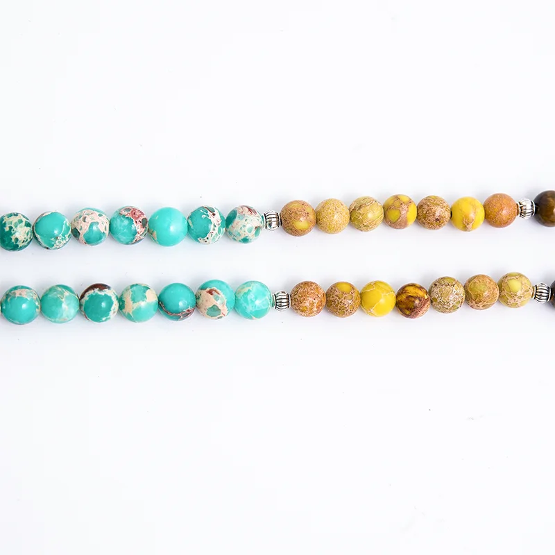 8mm Natural Stone 7 Chakra Necklace Meditation Yoga Peace Spirit Jewelry 108 Japamala Beaded Rosary Tassel Pendant