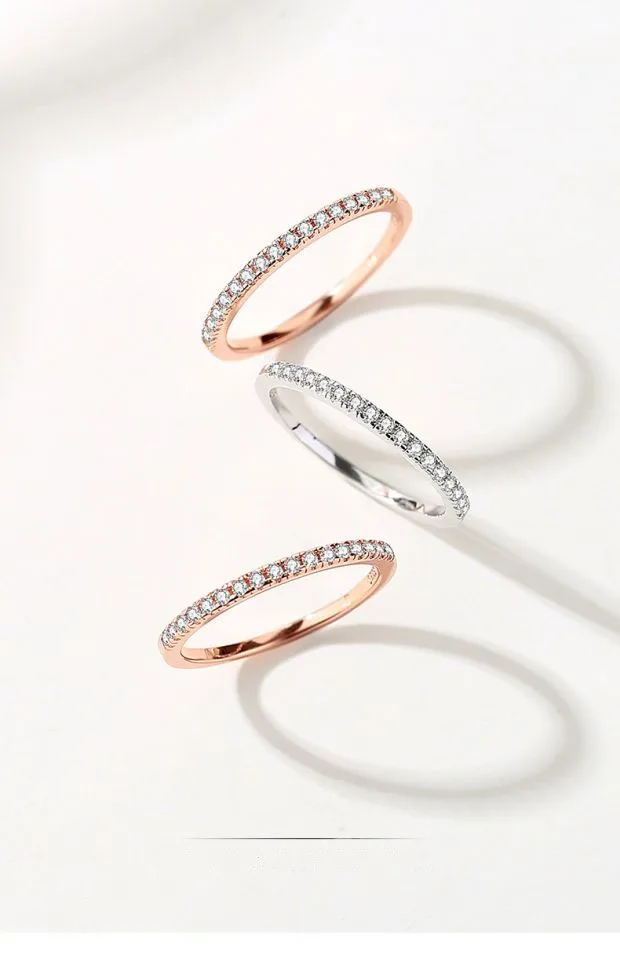 10/20Pcs/Lot New Fashion Row Rhineston Stainless Steel Ring For Women Simple Classic Mixed Style Jewelry Wedding Party Gifts
