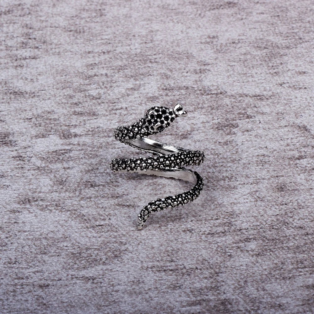 20Pcs/Lot Vintage Snake Animal Rings for Men and Women Adjustable Open Gothic Accessories Wholesale Punk Slivery Fashion Jewelry