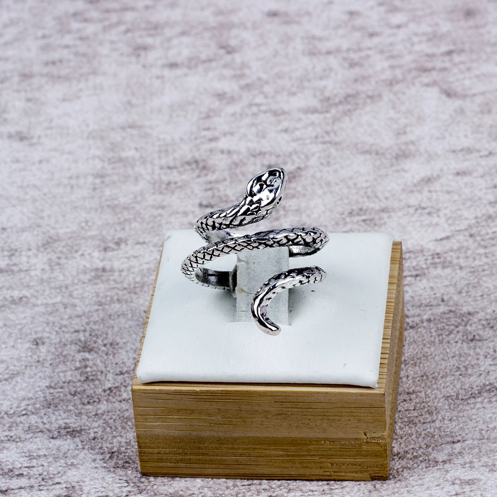 20Pcs/Lot Vintage Snake Animal Rings for Men and Women Adjustable Open Gothic Accessories Wholesale Punk Slivery Fashion Jewelry