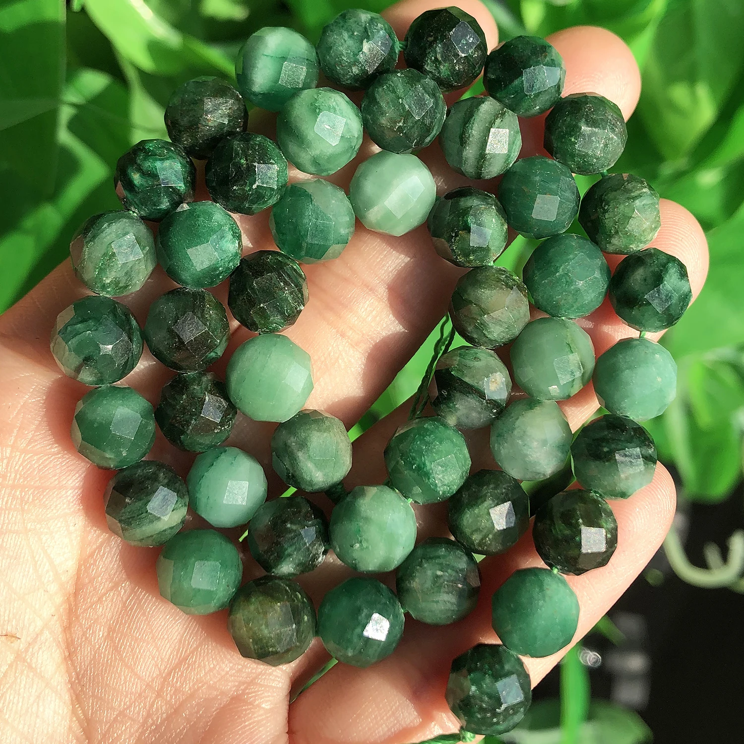 Natural Eemerald Genuine Stone Beads Faceted Green Mica Loose Spacer Beads for Jewelry DIY Making Bracelet Accessories 6 8 10mm