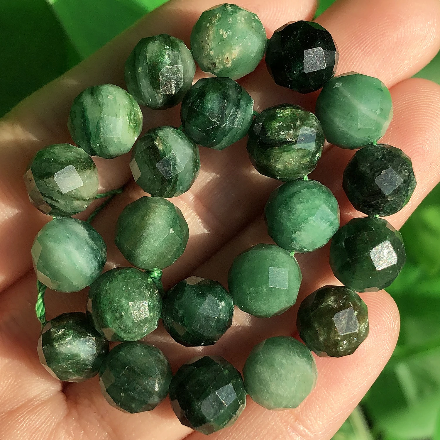 Natural Eemerald Genuine Stone Beads Faceted Green Mica Loose Spacer Beads for Jewelry DIY Making Bracelet Accessories 6 8 10mm