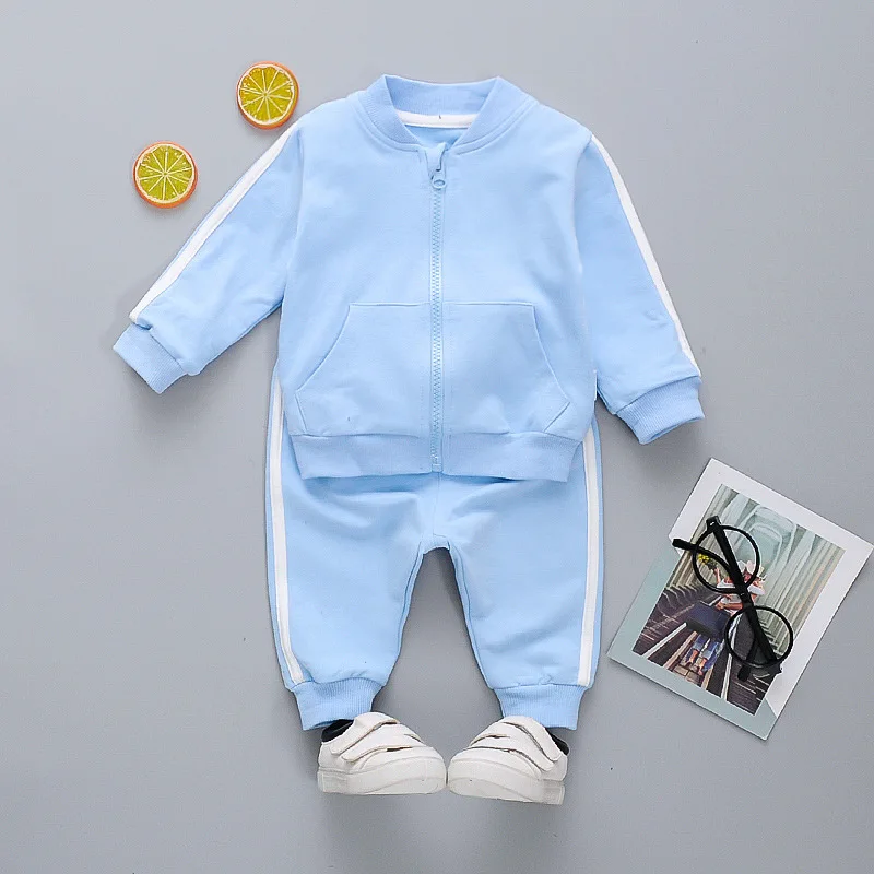 1-7Year Children Sport Suit Girl Long Sleeve Zipper Sweatshirt Pant 2Pcs Set Baby Clothes Kid Boy Tracksuit Autumn Coat A514