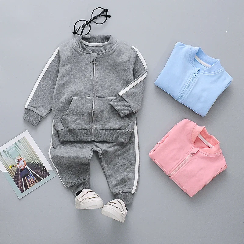 1-7Year Children Sport Suit Girl Long Sleeve Zipper Sweatshirt Pant 2Pcs Set Baby Clothes Kid Boy Tracksuit Autumn Coat A514