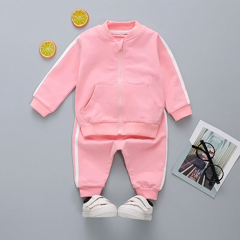1-7Year Children Sport Suit Girl Long Sleeve Zipper Sweatshirt Pant 2Pcs Set Baby Clothes Kid Boy Tracksuit Autumn Coat A514