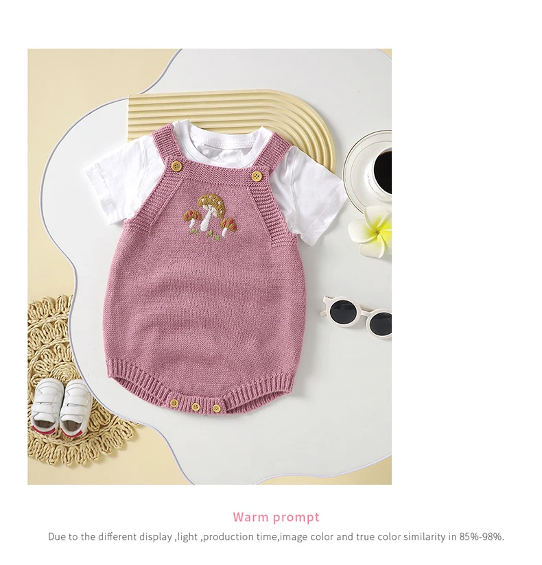 Baby Bodysuit Knit Newborn Girl Boy Jumpsuit Outfits Sleeveless Tops Summer Infant Toddler Clothing 0-18M Overalls Cute Mushroom