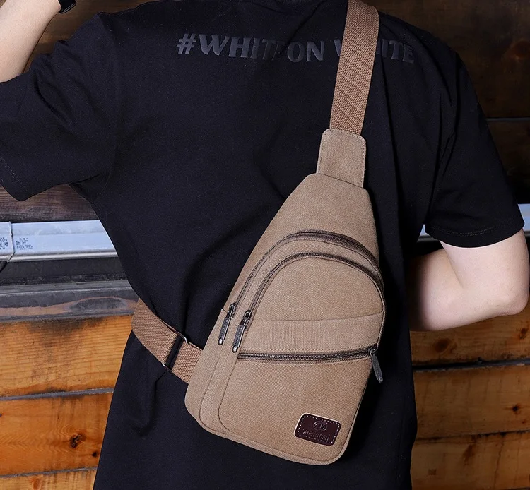 Xierya Men Canvas Crossbody Bag Wear-Resistant Outdoor Fashion Sports Bags for Men Black Male Casual Shoulder Bag Travel Satchel