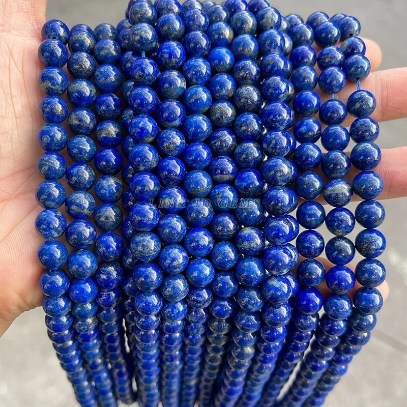 5A Natural Stone Lapis Lazuli Round Loose Spacer Beads 15" Strand 4 6 8 10 MM Pick Size For Jewelry Making Necklace Bracelet DIY