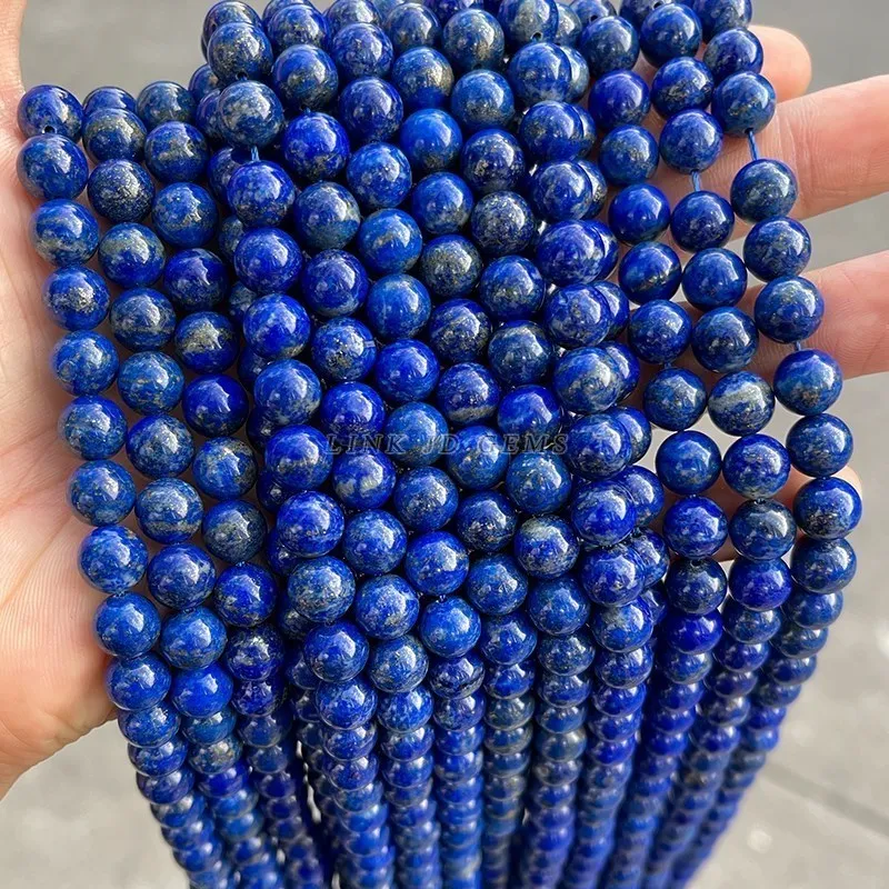 5A Natural Stone Lapis Lazuli Round Loose Spacer Beads 15" Strand 4 6 8 10 MM Pick Size For Jewelry Making Necklace Bracelet DIY