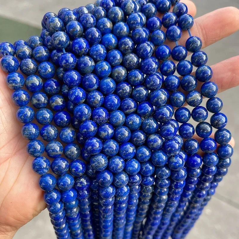 5A Natural Stone Lapis Lazuli Round Loose Spacer Beads 15" Strand 4 6 8 10 MM Pick Size For Jewelry Making Necklace Bracelet DIY