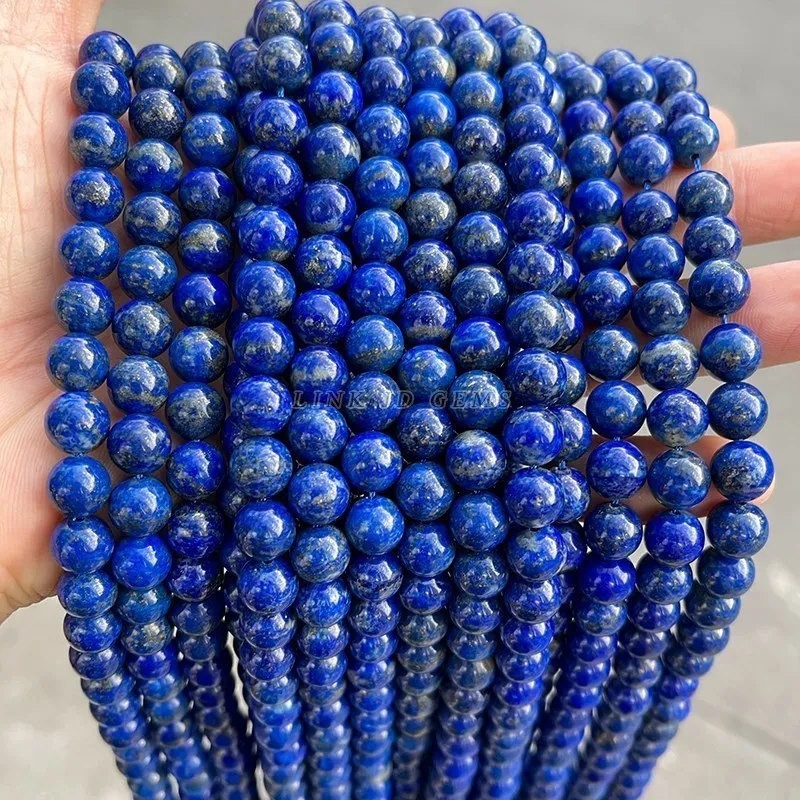 5A Natural Stone Lapis Lazuli Round Loose Spacer Beads 15" Strand 4 6 8 10 MM Pick Size For Jewelry Making Necklace Bracelet DIY