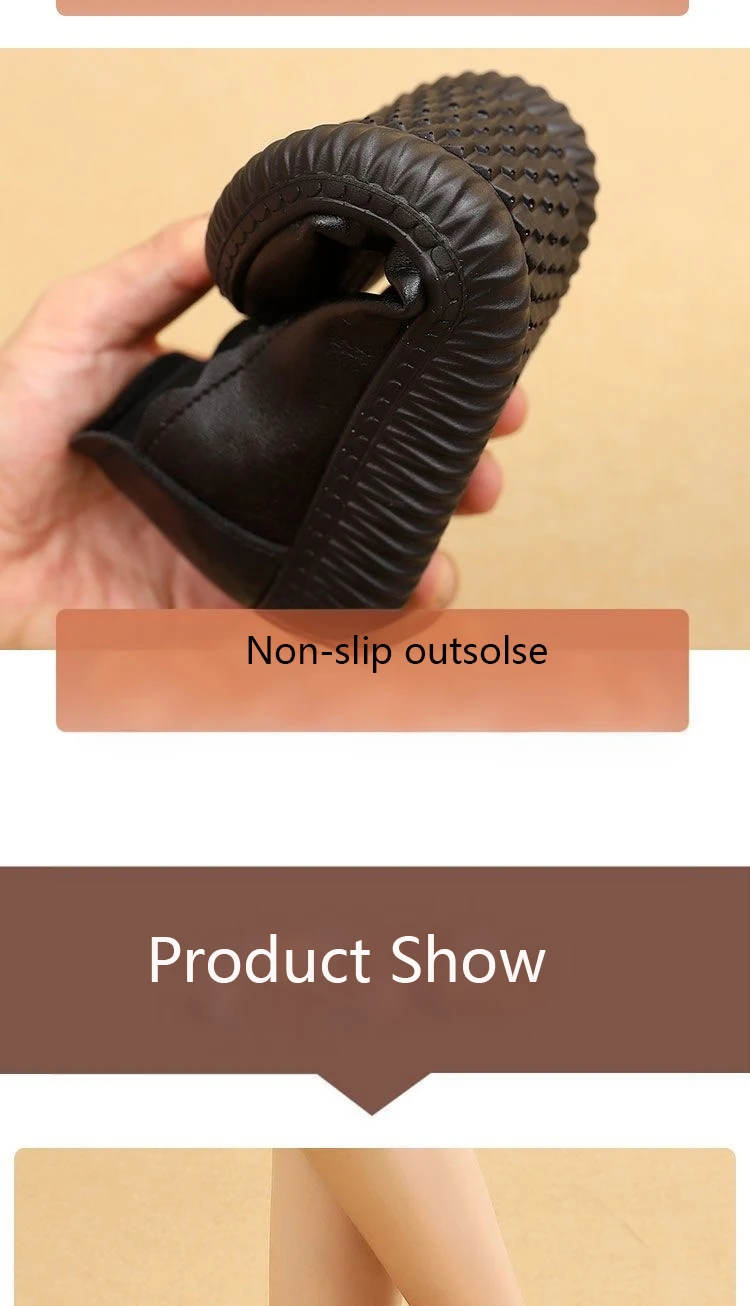 Retro Brown Moccasins Ladies Casual Wedge Leather Sneakers Women Oxford Ballet Flats Mom Comfortable Loafers Plus Size