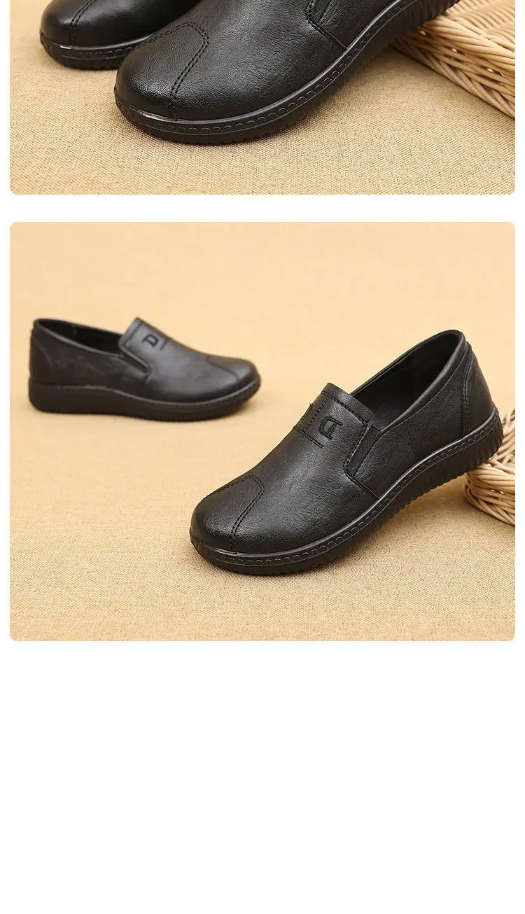 Retro Brown Moccasins Ladies Casual Wedge Leather Sneakers Women Oxford Ballet Flats Mom Comfortable Loafers Plus Size