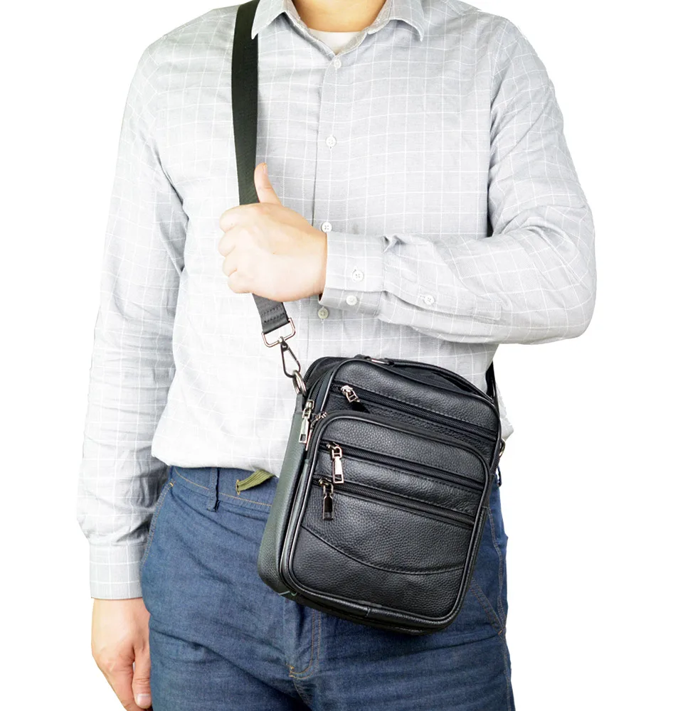 Small Men Genuine Leather Shoulder Bag Men's Cowhide Leather Handbag for Tablet Male Messenger Bags Crossbody Bag Boy Briefcase