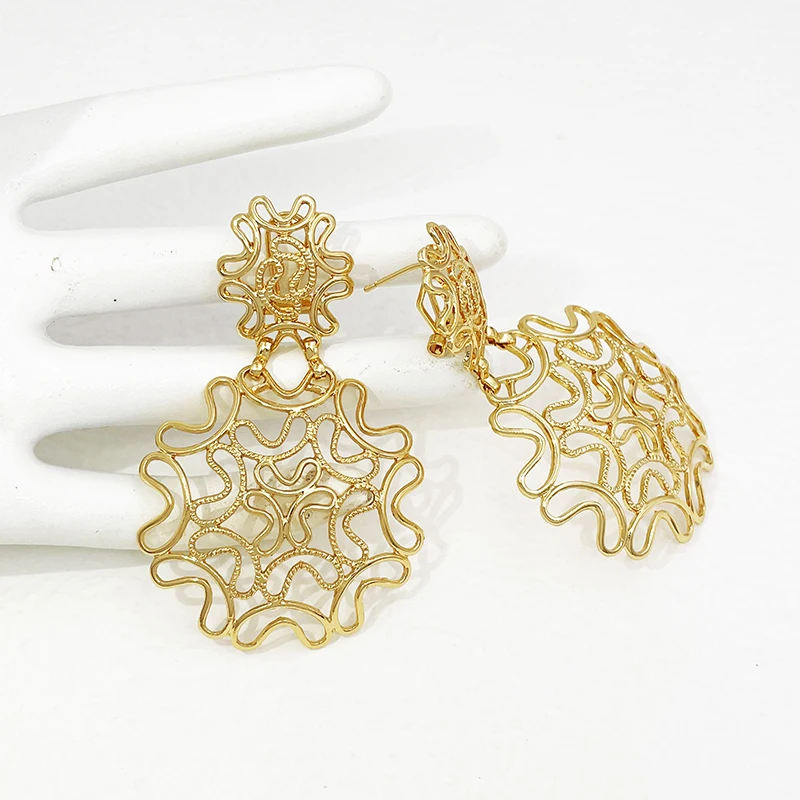 Vintage Women Earrings Fashion Jewelry Two Tone Big Drop Earrings Wedding Party Gift Trending