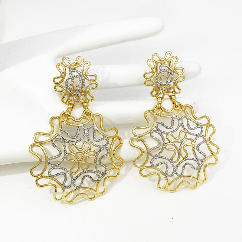 Vintage Women Earrings Fashion Jewelry Two Tone Big Drop Earrings Wedding Party Gift Trending