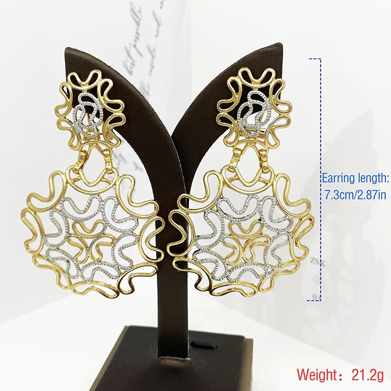 Vintage Women Earrings Fashion Jewelry Two Tone Big Drop Earrings Wedding Party Gift Trending