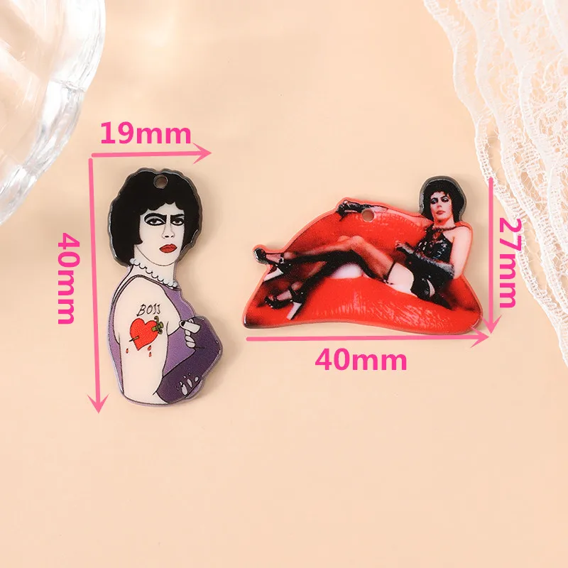 8Pcs Lip Charms Creative Acrylic Pendant For Keychain Necklace Jewelry Diy Making