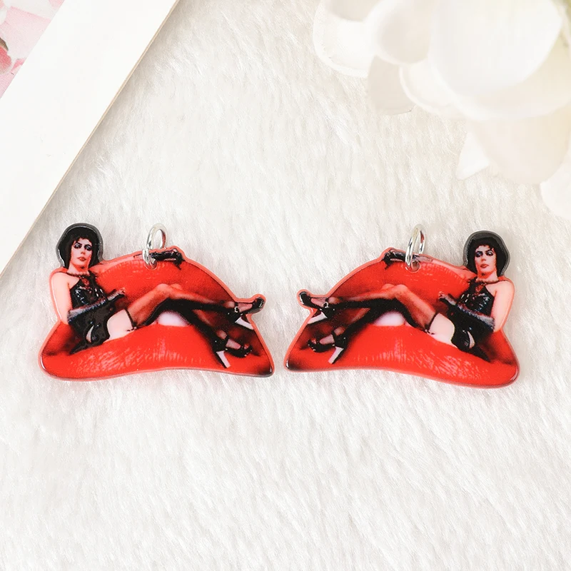 8Pcs Lip Charms Creative Acrylic Pendant For Keychain Necklace Jewelry Diy Making