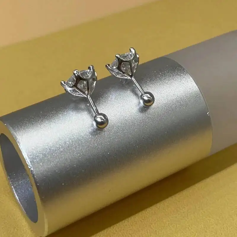 Butterflykiss 0.2-0.5ct Moissanite Screw Stud Earring D Color 925 Sterling Silver Sparkle Earrings For Women Men Wedding Jewelry