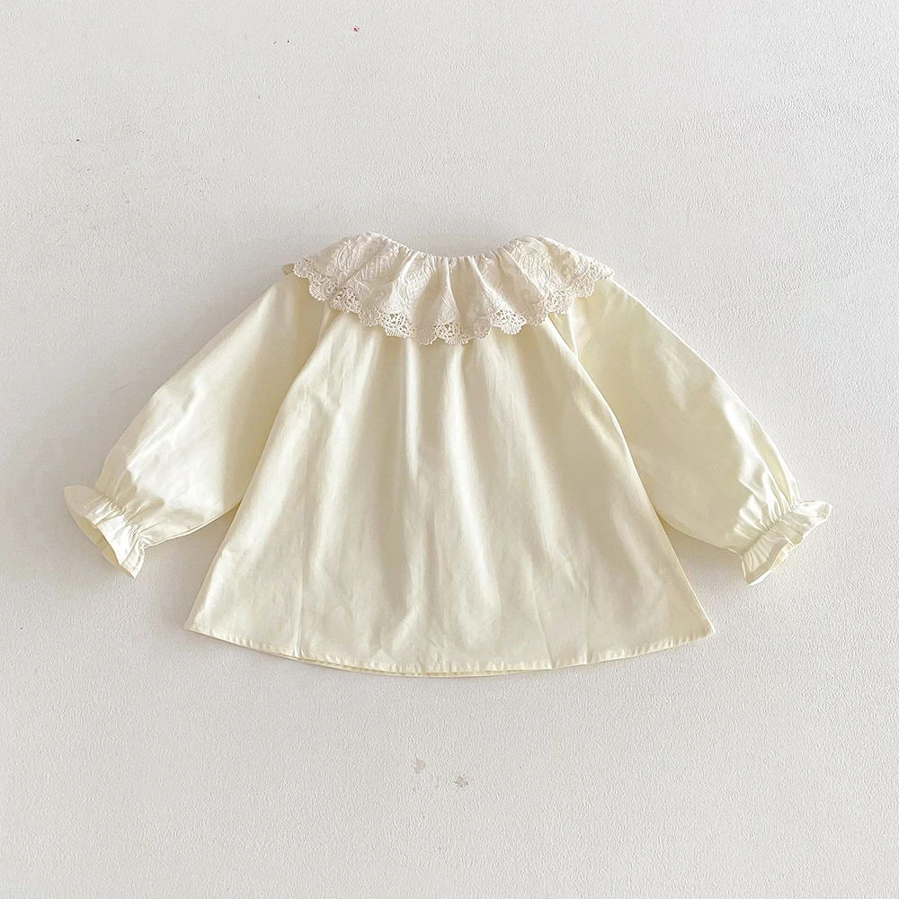 0-24m Baby Girls Ruffles Summr Shirt Tops Cotton Long Sleeve Lace Blouses Infant Newborn Baby Tops Children Shirts Baby Clothing