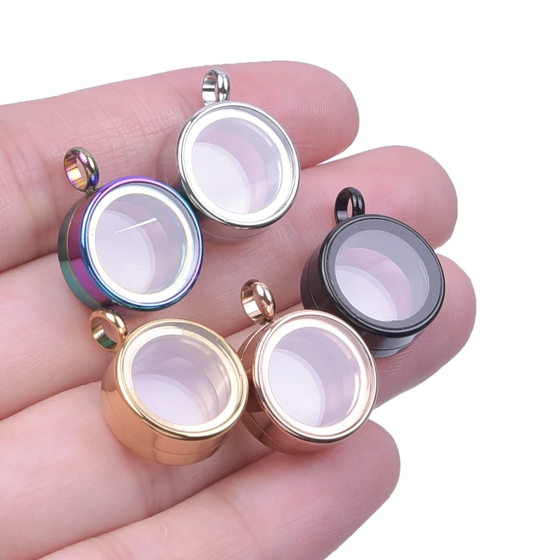 10PCS 10-40mm Round Glass Medallions floating charms for living lockets Rust-proof Stainless Steel Pendants Craft Photo Jewelry