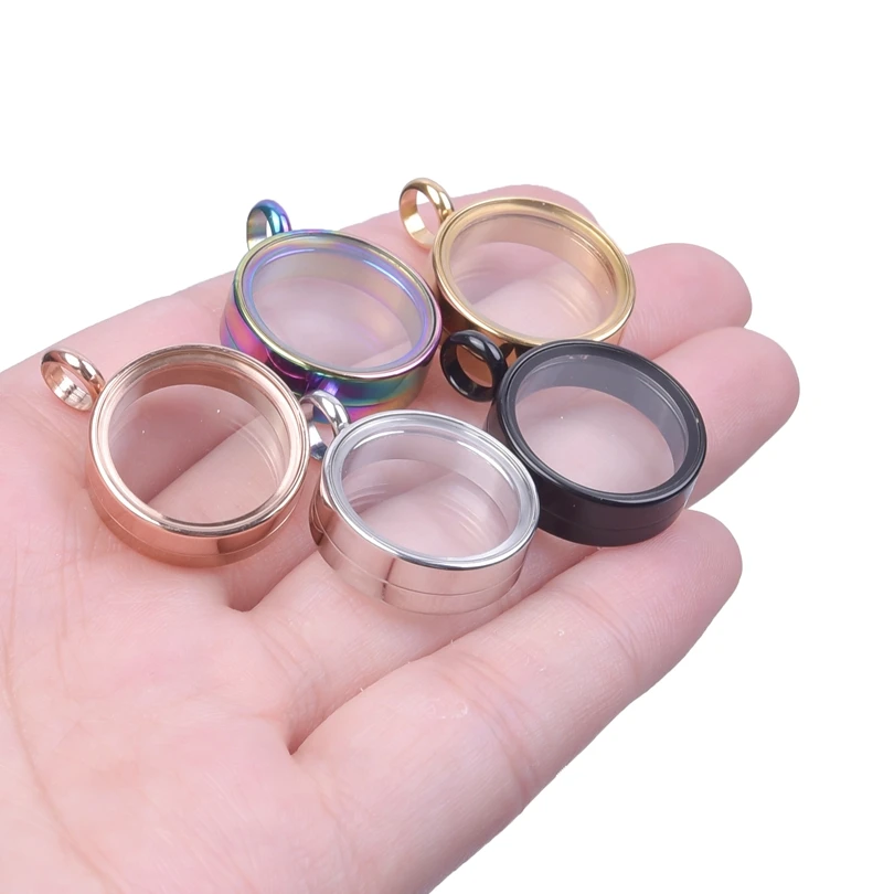 10PCS 10-40mm Round Glass Medallions floating charms for living lockets Rust-proof Stainless Steel Pendants Craft Photo Jewelry