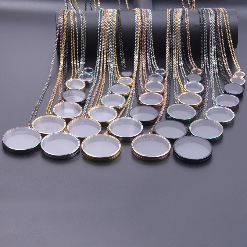10PCS 10-40mm Round Glass Medallions floating charms for living lockets Rust-proof Stainless Steel Pendants Craft Photo Jewelry