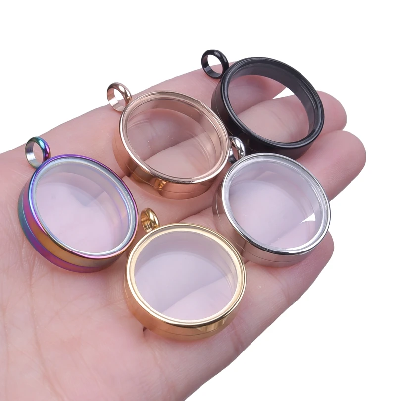10PCS 10-40mm Round Glass Medallions floating charms for living lockets Rust-proof Stainless Steel Pendants Craft Photo Jewelry