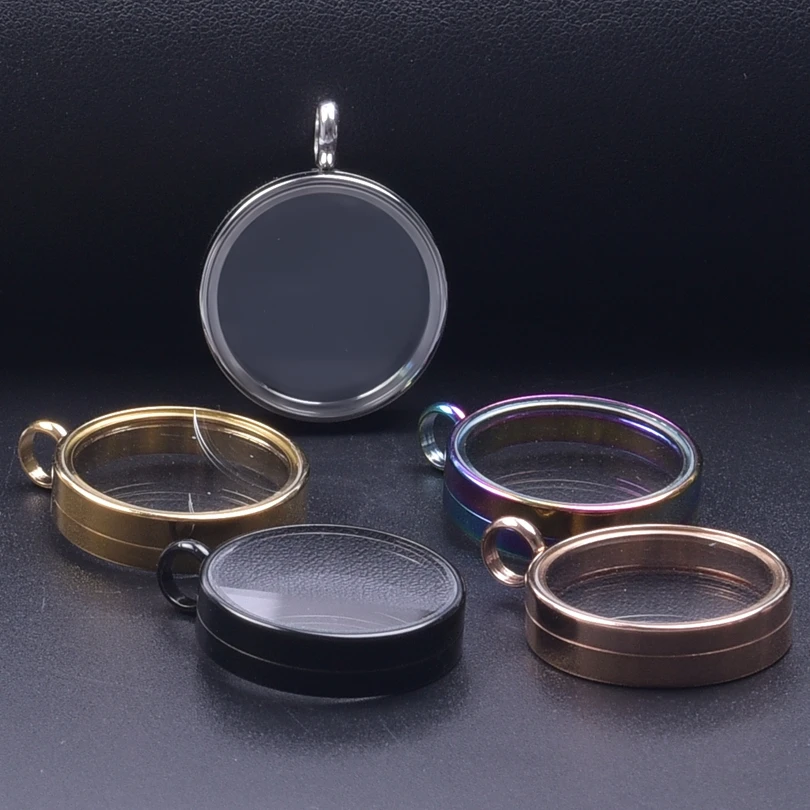 10PCS 10-40mm Round Glass Medallions floating charms for living lockets Rust-proof Stainless Steel Pendants Craft Photo Jewelry