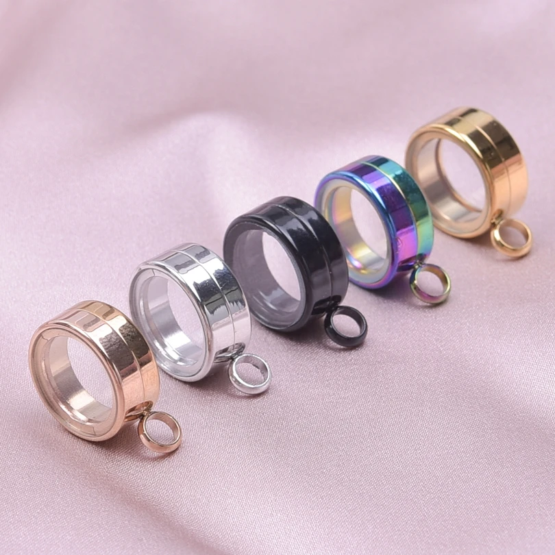 10PCS 10-40mm Round Glass Medallions floating charms for living lockets Rust-proof Stainless Steel Pendants Craft Photo Jewelry