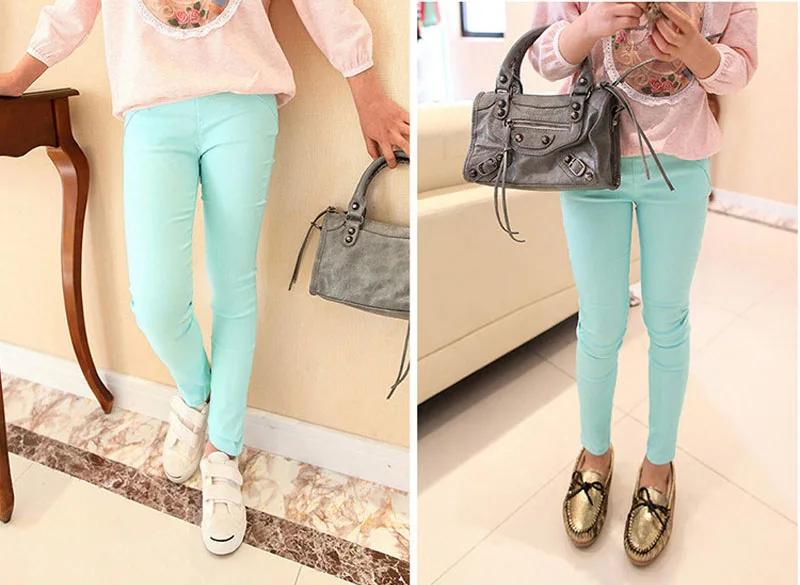 Girls Pants Children Kids Pencil Pants Spring Summer Fashion Candy Colors