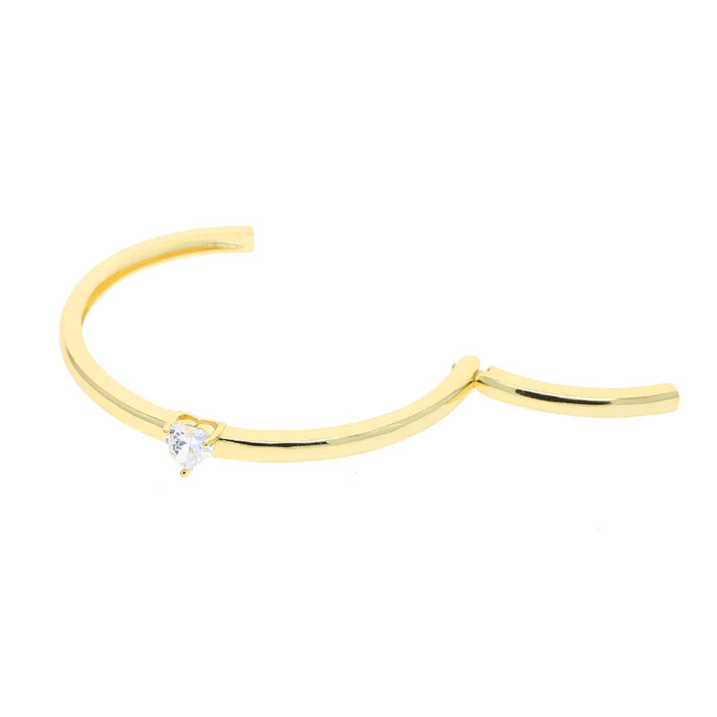 Geometric Rectangle Tear Drop Heart Oval 5A Cubic Zirconia CZ Open Adjusted Simple Gold Color Bangle For Women