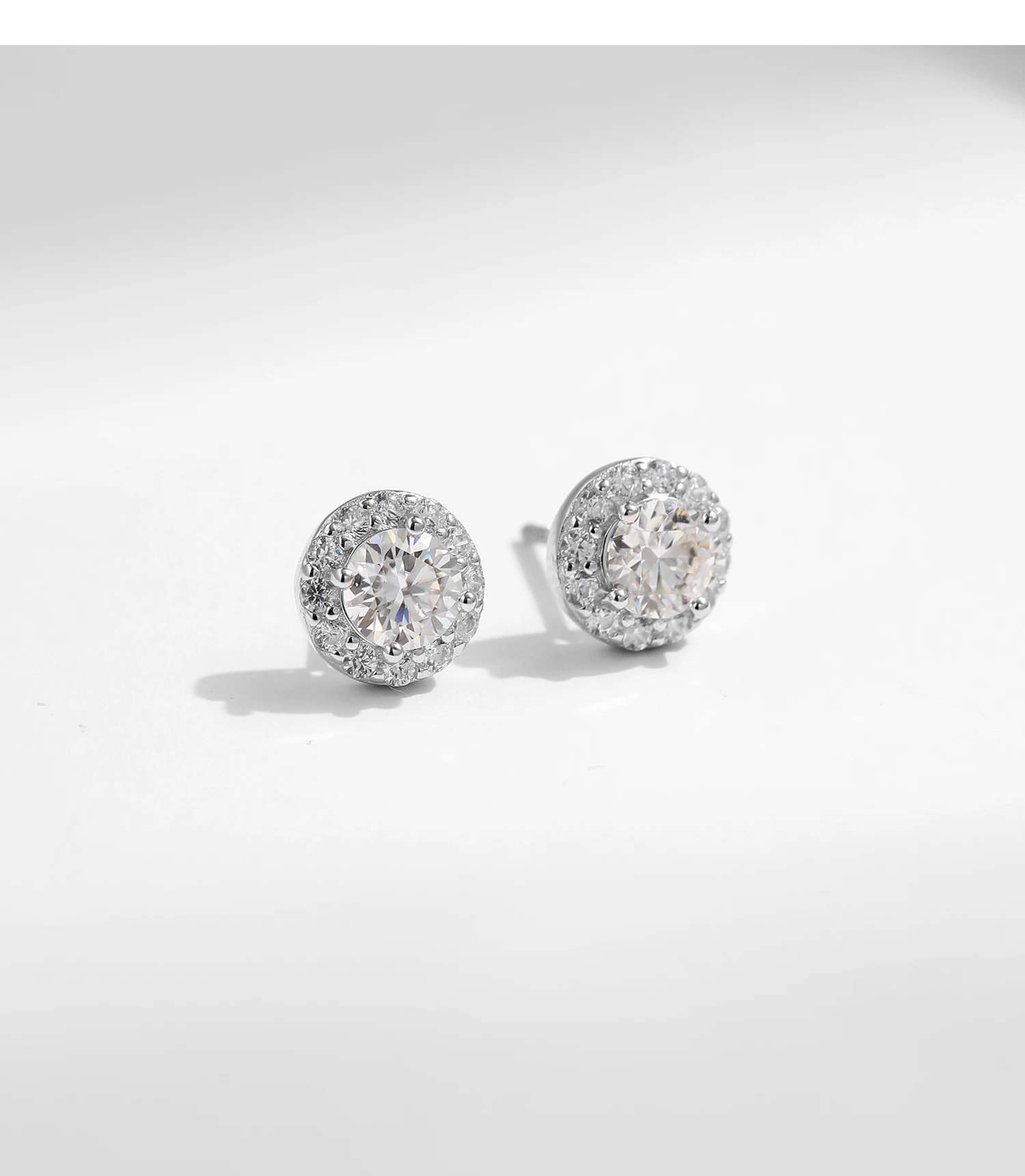 MODIAN 1.00CT Moissanite Earrings For Women 925 Sterling Silver Classic Round Prong Setting D Color Lab Diamonds Wedding Jewelry