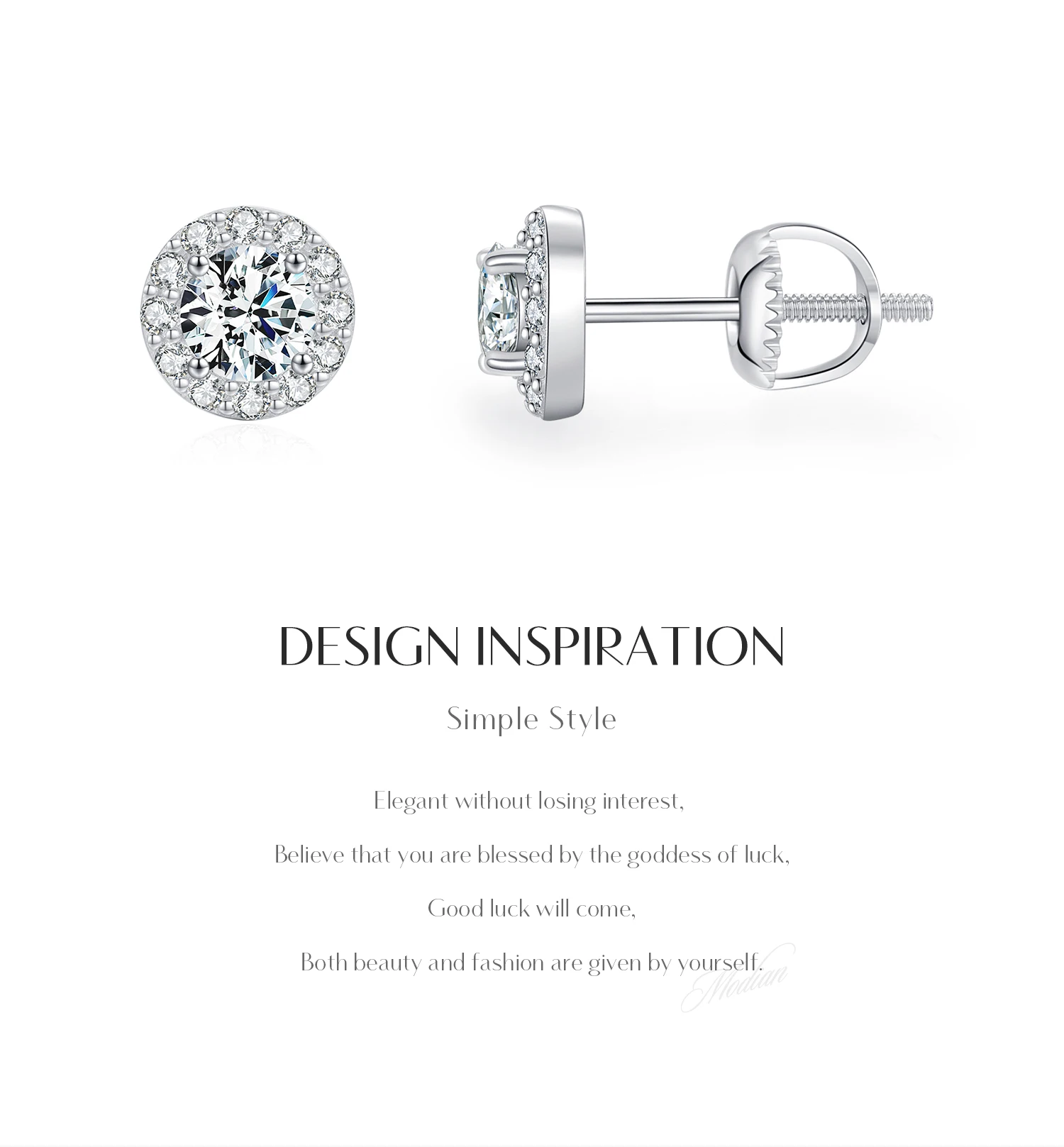 MODIAN 1.00CT Moissanite Earrings For Women 925 Sterling Silver Classic Round Prong Setting D Color Lab Diamonds Wedding Jewelry