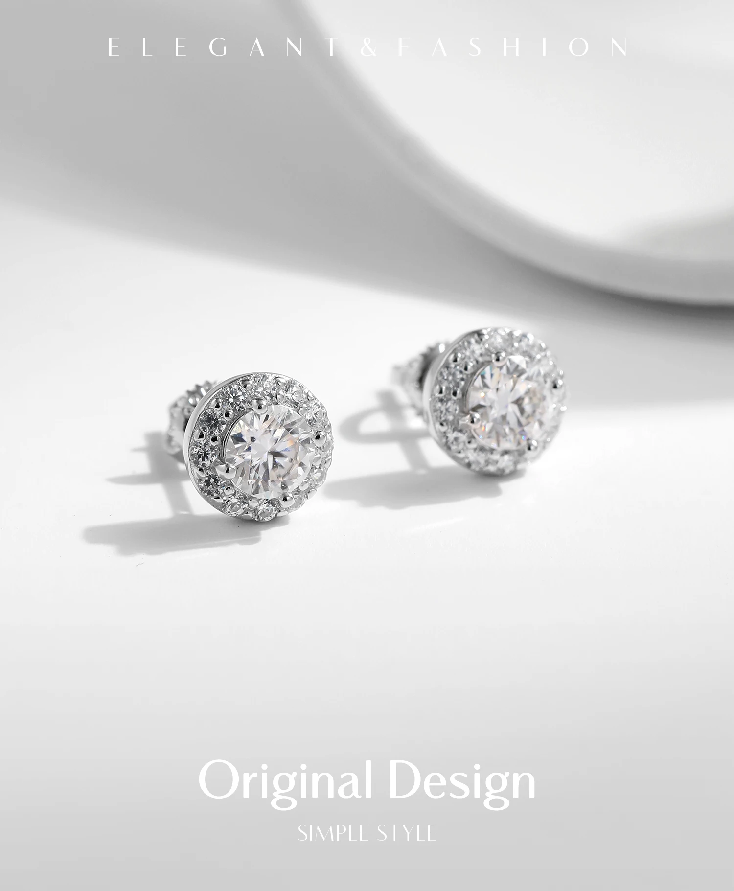 MODIAN 1.00CT Moissanite Earrings For Women 925 Sterling Silver Classic Round Prong Setting D Color Lab Diamonds Wedding Jewelry