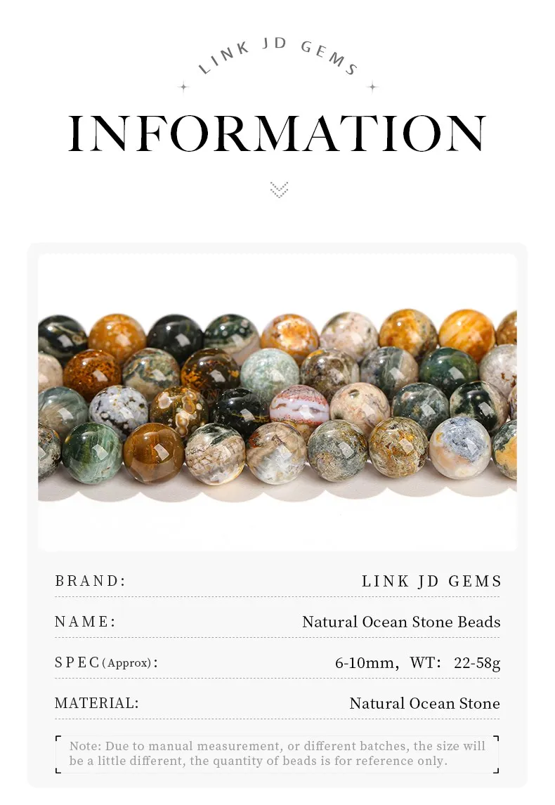 Natural Stone Ocean Jasper Beads Loose Spacer 6 8 10mm Pick Size For Jewelry Making Diy Bracelet Necklace Accessory Findings