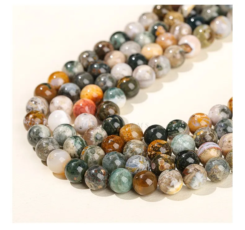 Natural Stone Ocean Jasper Beads Loose Spacer 6 8 10mm Pick Size For Jewelry Making Diy Bracelet Necklace Accessory Findings