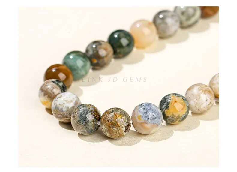 Natural Stone Ocean Jasper Beads Loose Spacer 6 8 10mm Pick Size For Jewelry Making Diy Bracelet Necklace Accessory Findings
