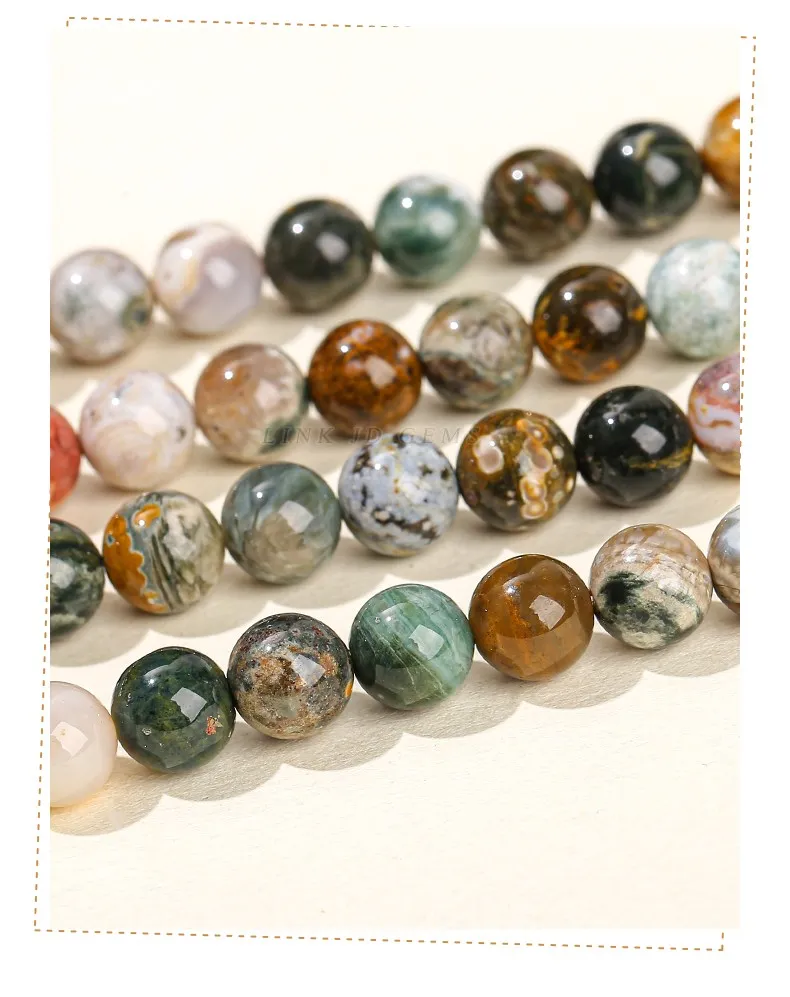 Natural Stone Ocean Jasper Beads Loose Spacer 6 8 10mm Pick Size For Jewelry Making Diy Bracelet Necklace Accessory Findings