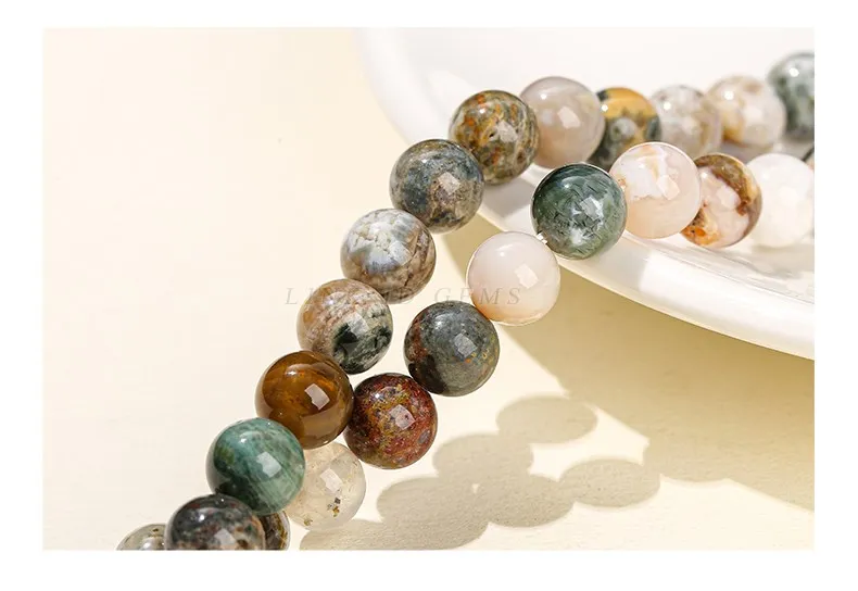 Natural Stone Ocean Jasper Beads Loose Spacer 6 8 10mm Pick Size For Jewelry Making Diy Bracelet Necklace Accessory Findings